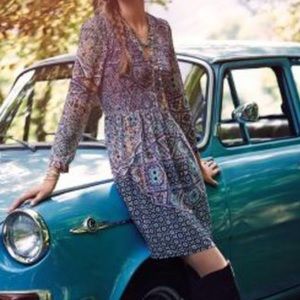 Anthropology Maeve Tiled Amethyst Dress